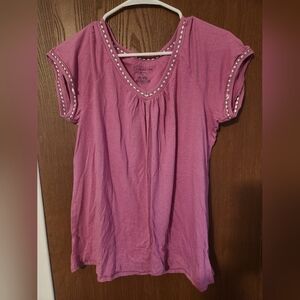 Croft & Barrow Pink Studded Sleeve Pajama Top